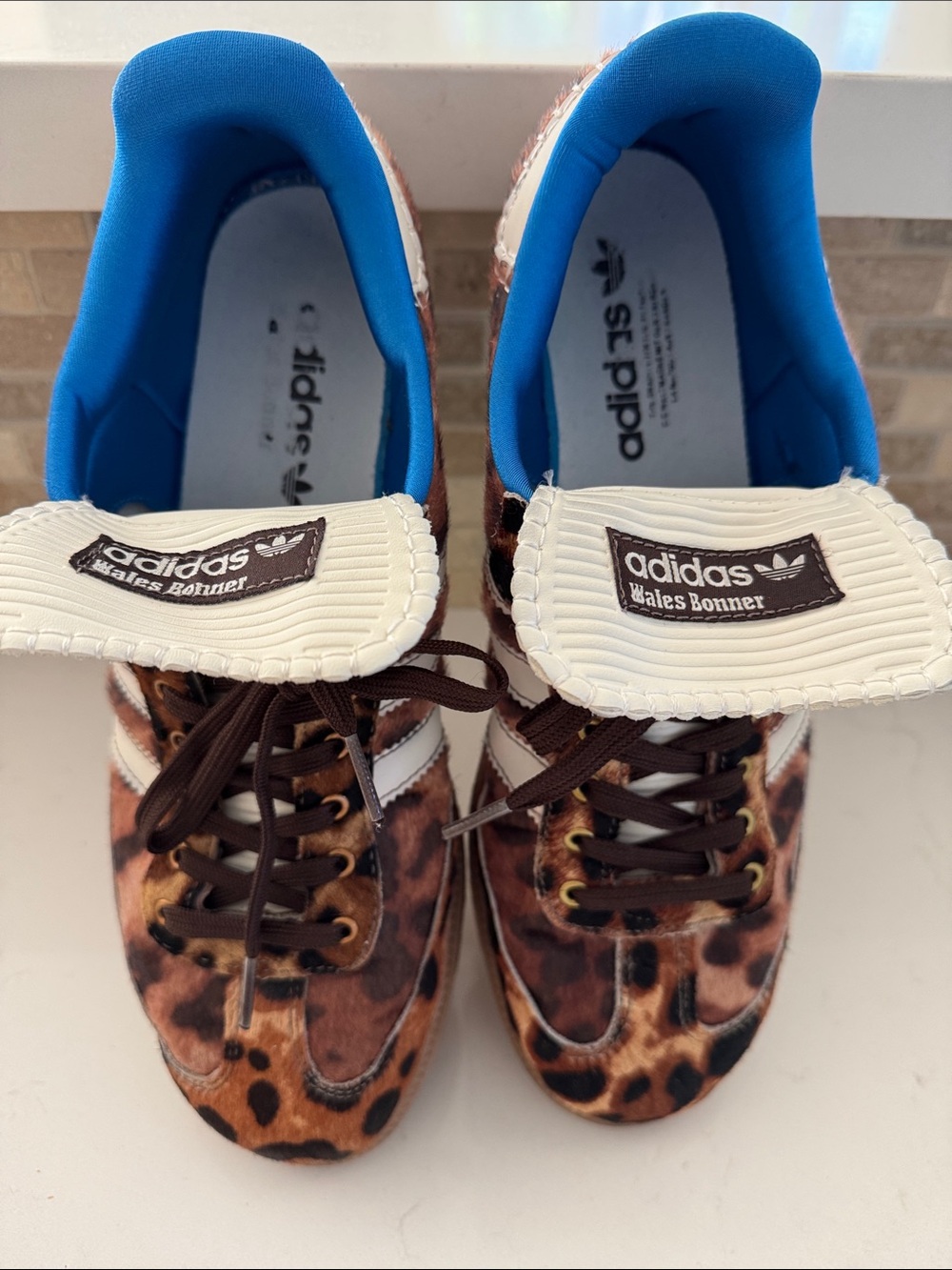 Wales Bonner x adidas Leopard Print Sneakers in Brown and Blue Size: Womens 11.5